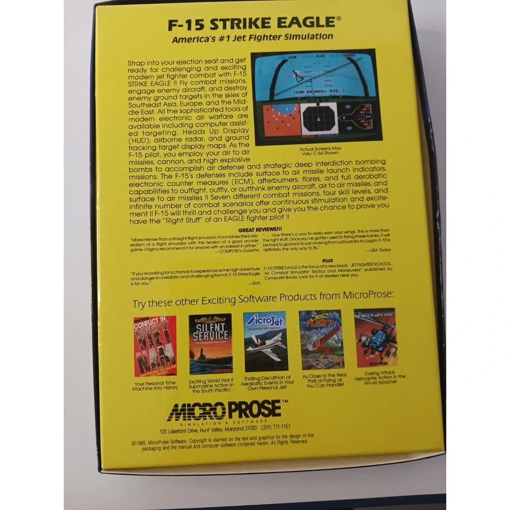 F-15 Strike Eagle Tandy 1000/1200 3000 Computer Simulation Game‎ Microprose 1985